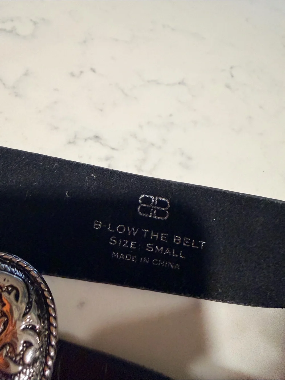 B-Low the Belt Black Double Western Buckle Belt with Silver Hardware